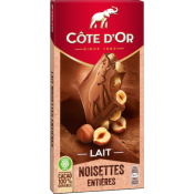 Plaque Cte d'Or lait et noisettes entires 180g : L'Alliance Gourmande du Chocolat et des Noisettes